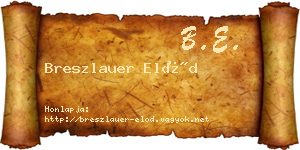 Breszlauer Előd névjegykártya
